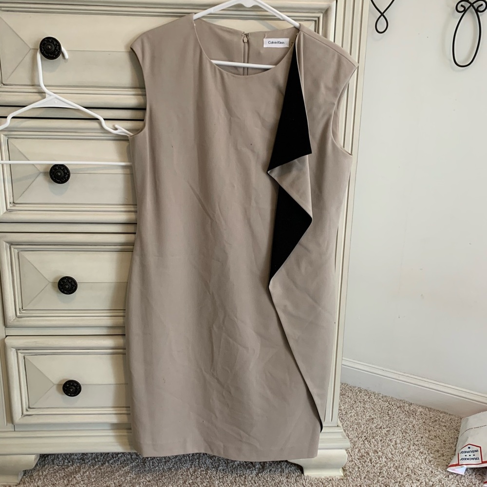 Calvin Klein Block Sheath Ruffle Cocktail Dress - Picture 1 of 3